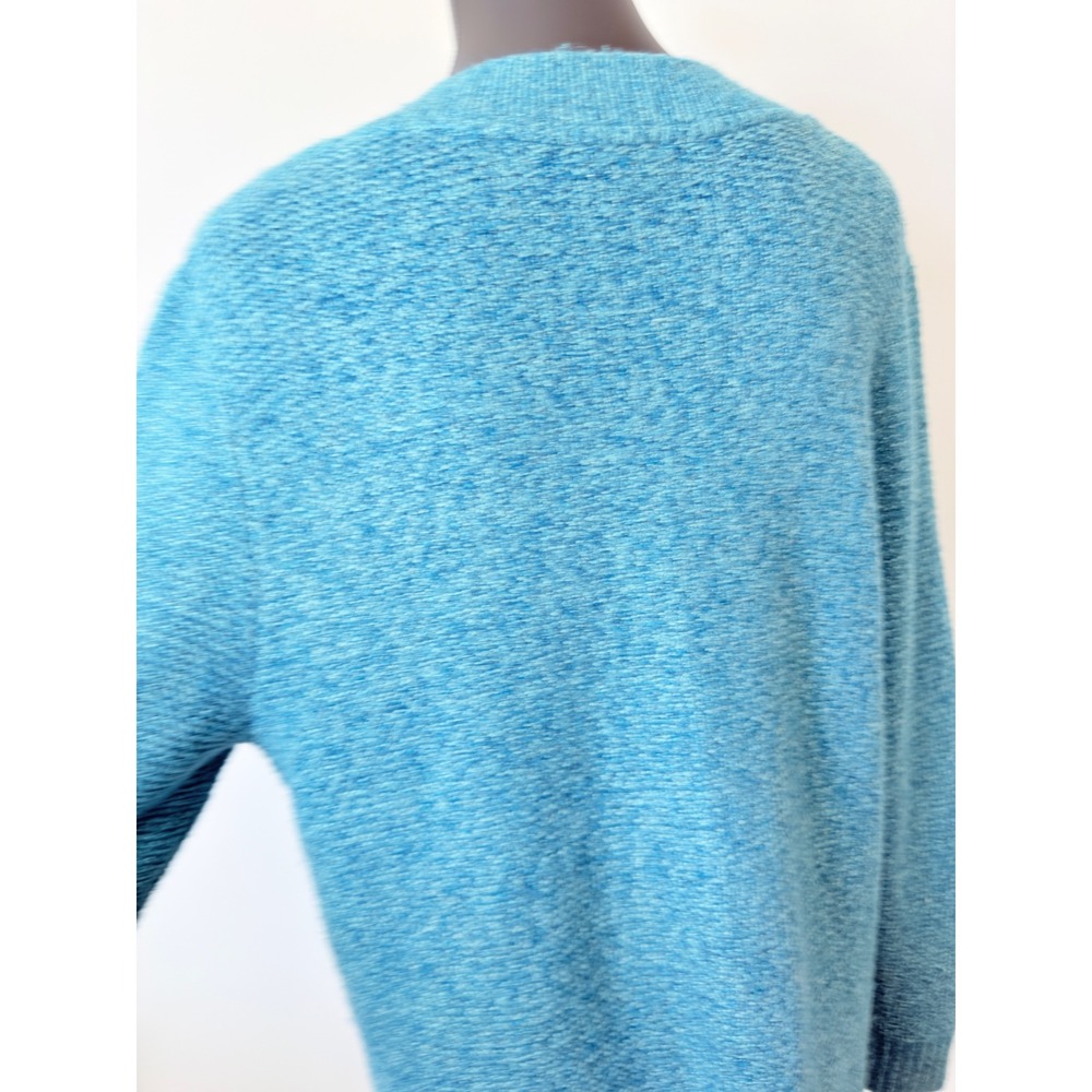 J. Jill Womens Turquoise Blue Marled V-Neck Knit Pullover Sweater Size Large - Picture 9 of 14